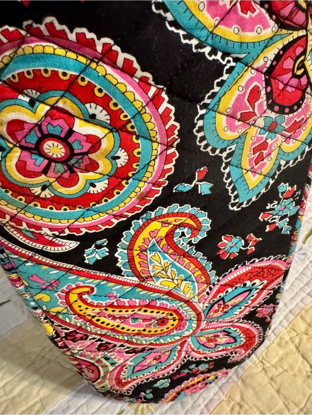 Vera Bradley Quilted Paisley Tote in Black, Turquoise & Hot Pink - Picture 3 of 5